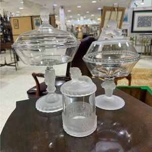 Antique Duncan & Miller “Three Faces England Lot Of 3 Set